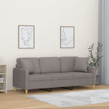 Vidaxl driezitsbank met sierkussens 180 cm stof taupe