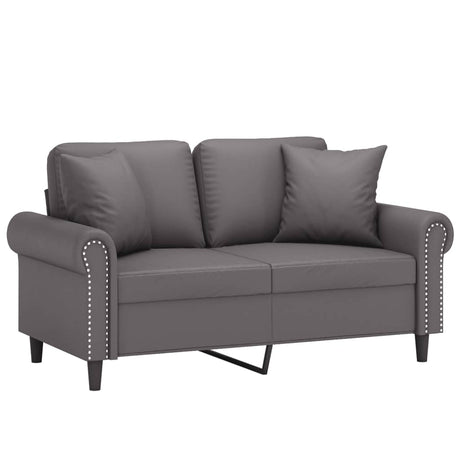 Vidaxl tweezitsbank met sierkussens 120 cm kunstleer grijs