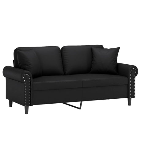 Vidaxl tweezitsbank met sierkussens 140 cm kunstleer zwart