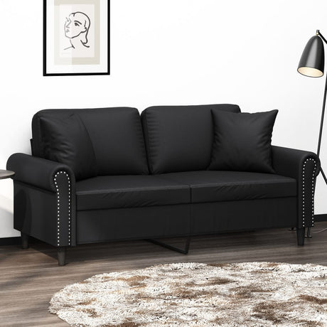 Vidaxl tweezitsbank met sierkussens 140 cm kunstleer zwart