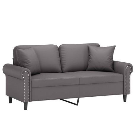 Vidaxl tweezitsbank met sierkussens 140 cm kunstleer grijs
