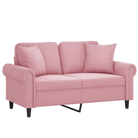 Vidaxl tweezitsbank met sierkussens 120 cm fluweel roze