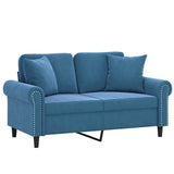 Vidaxl tweezitsbank met sierkussens 120 cm fluweel blauw