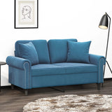 Vidaxl tweezitsbank met sierkussens 120 cm fluweel blauw