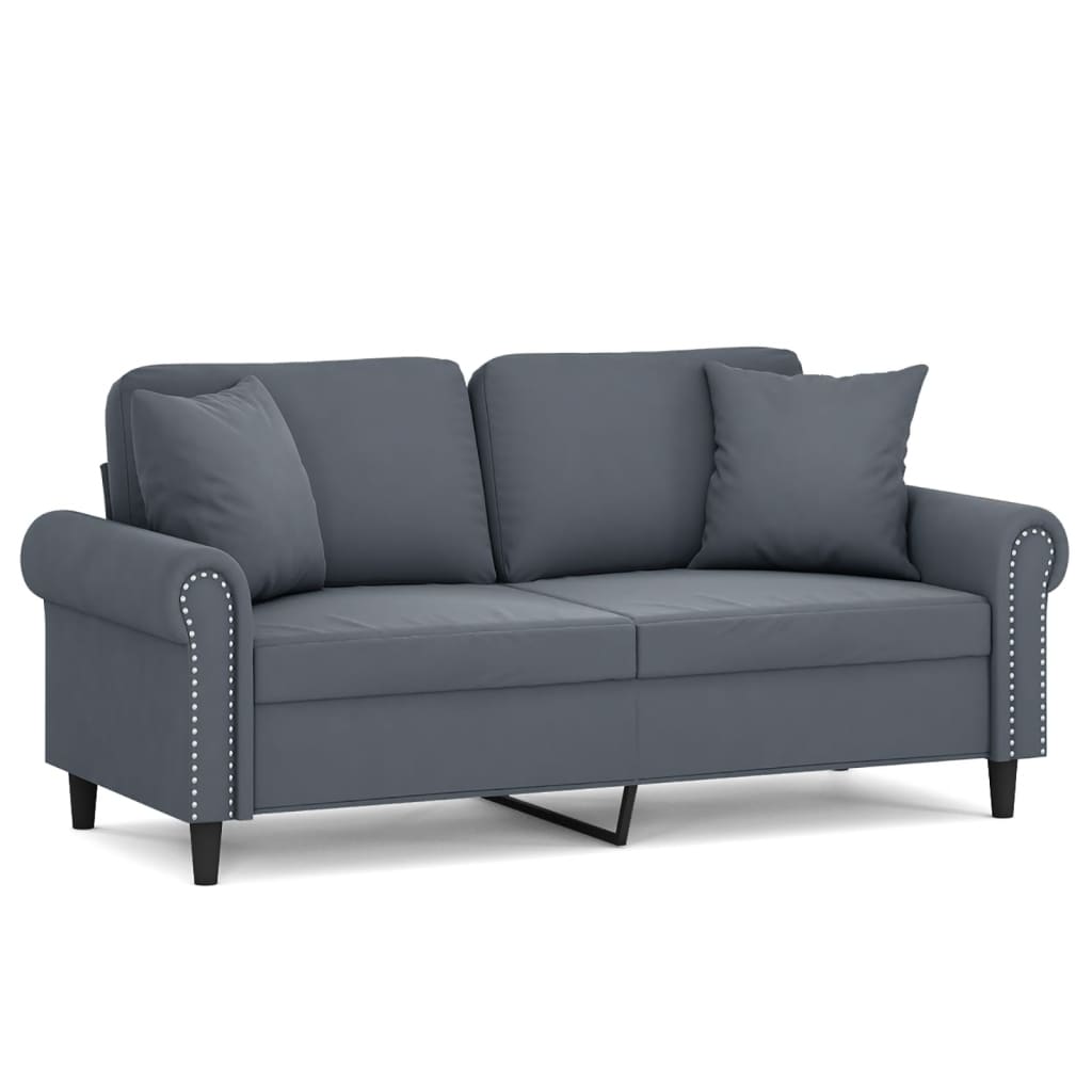 Vidaxl tweezitsbank met sierkussens 140 cm fluweel donkergrijs