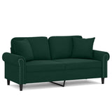 Vidaxl tweezitsbank met sierkussens 140 cm fluweel donkergroen