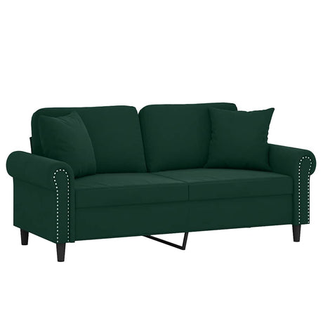 Vidaxl tweezitsbank met sierkussens 140 cm fluweel donkergroen