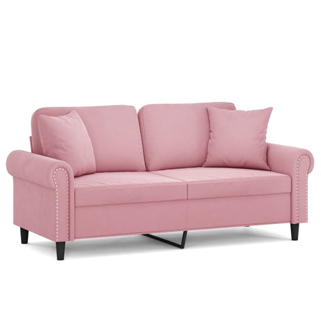 Vidaxl tweezitsbank met sierkussens 140 cm fluweel roze