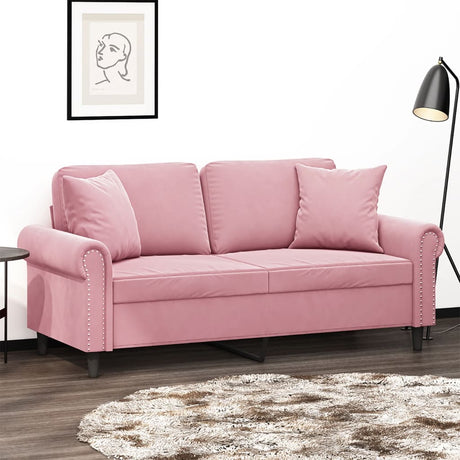 Vidaxl tweezitsbank met sierkussens 140 cm fluweel roze