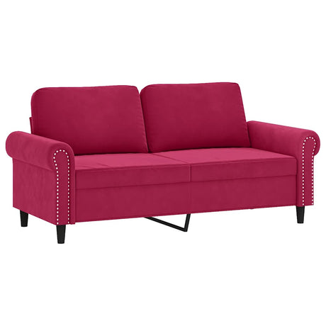 Vidaxl tweezitsbank met sierkussens 140 cm fluweel wijnrood