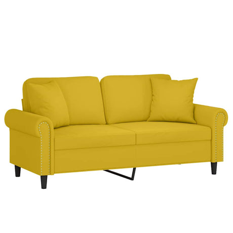 Vidaxl tweezitsbank met sierkussens 140 cm fluweel geel