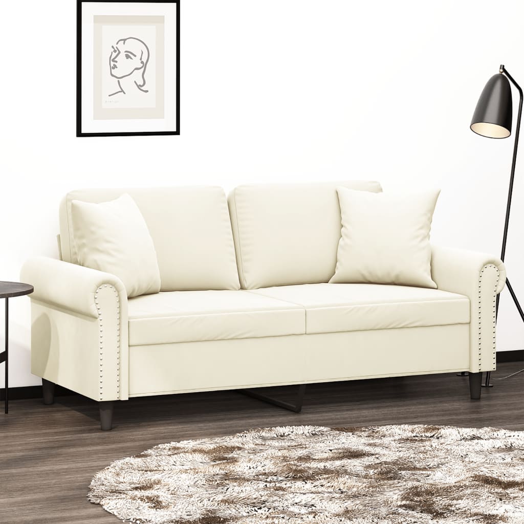Vidaxl tweezitsbank met sierkussens 140 cm fluweel crèmekleurig