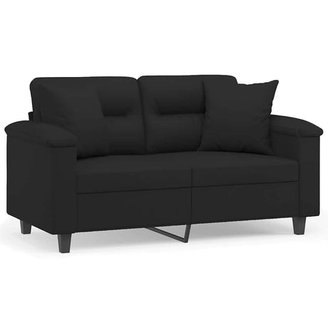 Vidaxl tweezitsbank met kussens 120 cm microvezelstof zwart