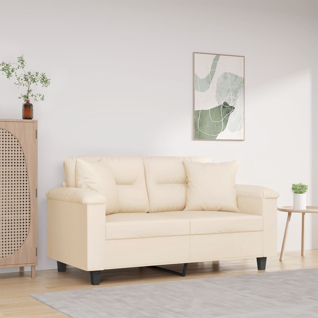 Vidaxl tweezitsbank met kussens 120 cm microvezelstof beige