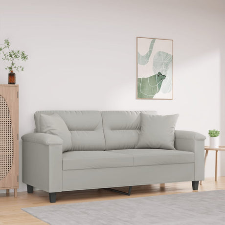 Vidaxl tweezitsbank met kussens 140 cm microvezelstof lichtgrijs