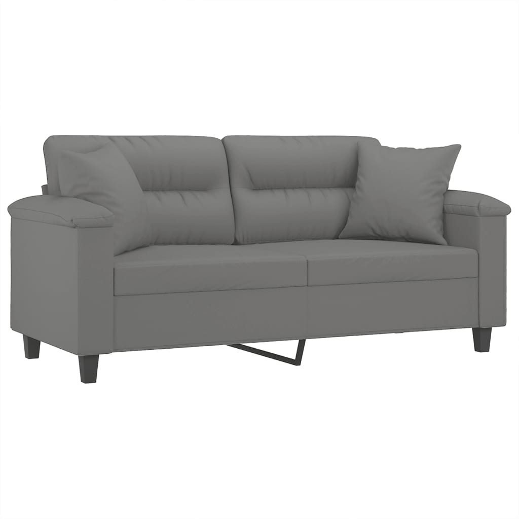 Vidaxl tweezitsbank met kussens 140 cm microvezelstof donkergrijs