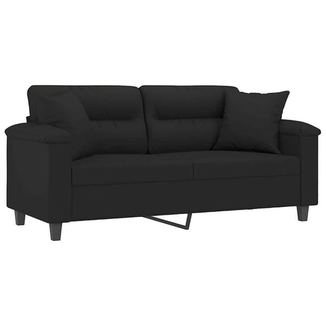 Vidaxl tweezitsbank met kussens 140 cm microvezelstof zwart