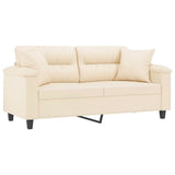 Vidaxl tweezitsbank met kussens 140 cm microvezelstof beige