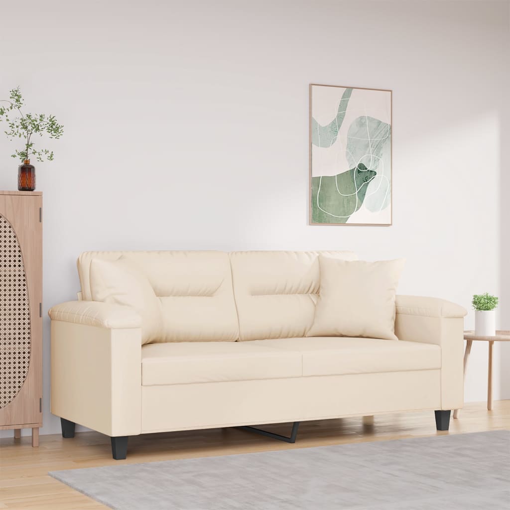 Vidaxl tweezitsbank met kussens 140 cm microvezelstof beige