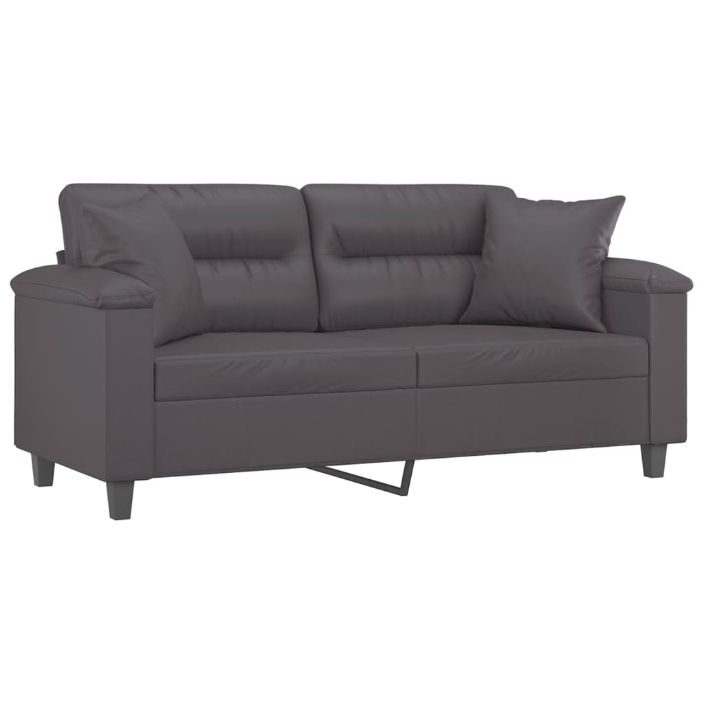 Vidaxl tweezitsbank met sierkussens 140 cm kunstleer grijs