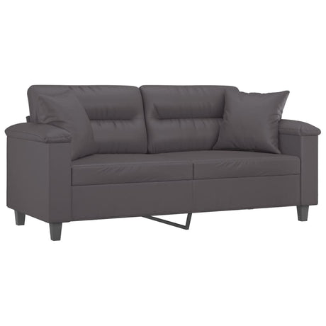 Vidaxl tweezitsbank met sierkussens 140 cm kunstleer grijs