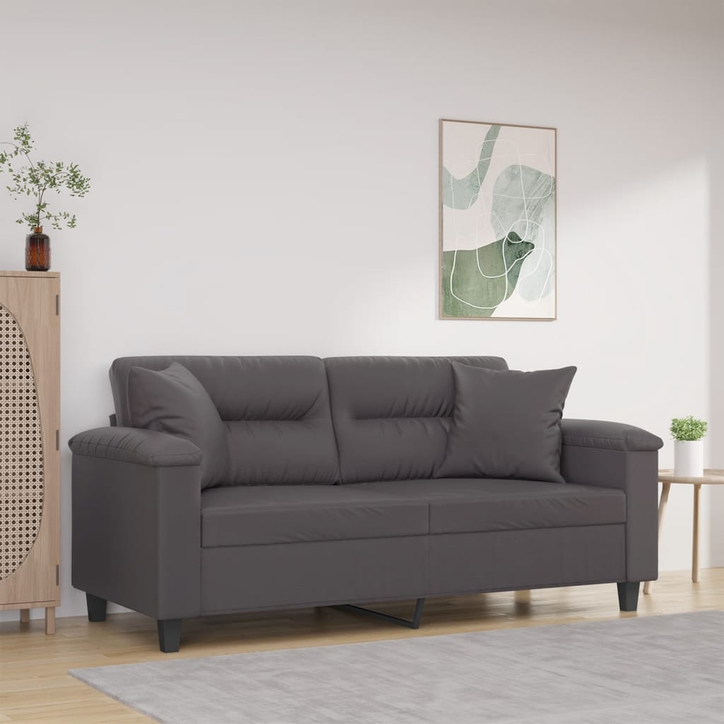 Vidaxl tweezitsbank met sierkussens 140 cm kunstleer grijs
