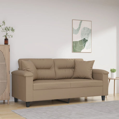 Vidaxl tweezitsbank met sierkussens 140 cm kunstleer cappuccinokleurig