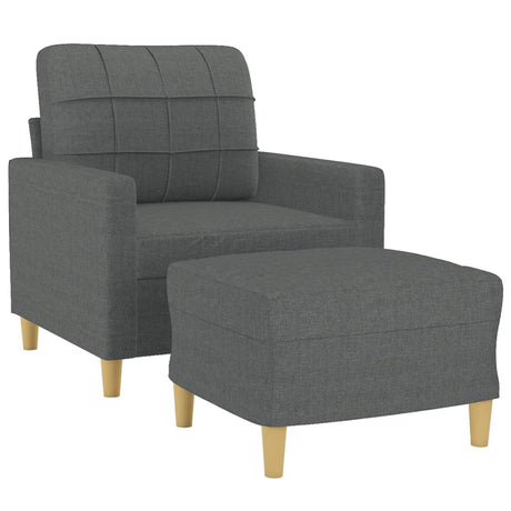 Vidaxl fauteuil met voetenbank 60 cm stof donkergrijs