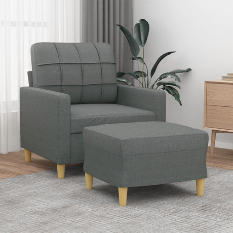 Vidaxl fauteuil met voetenbank 60 cm stof donkergrijs