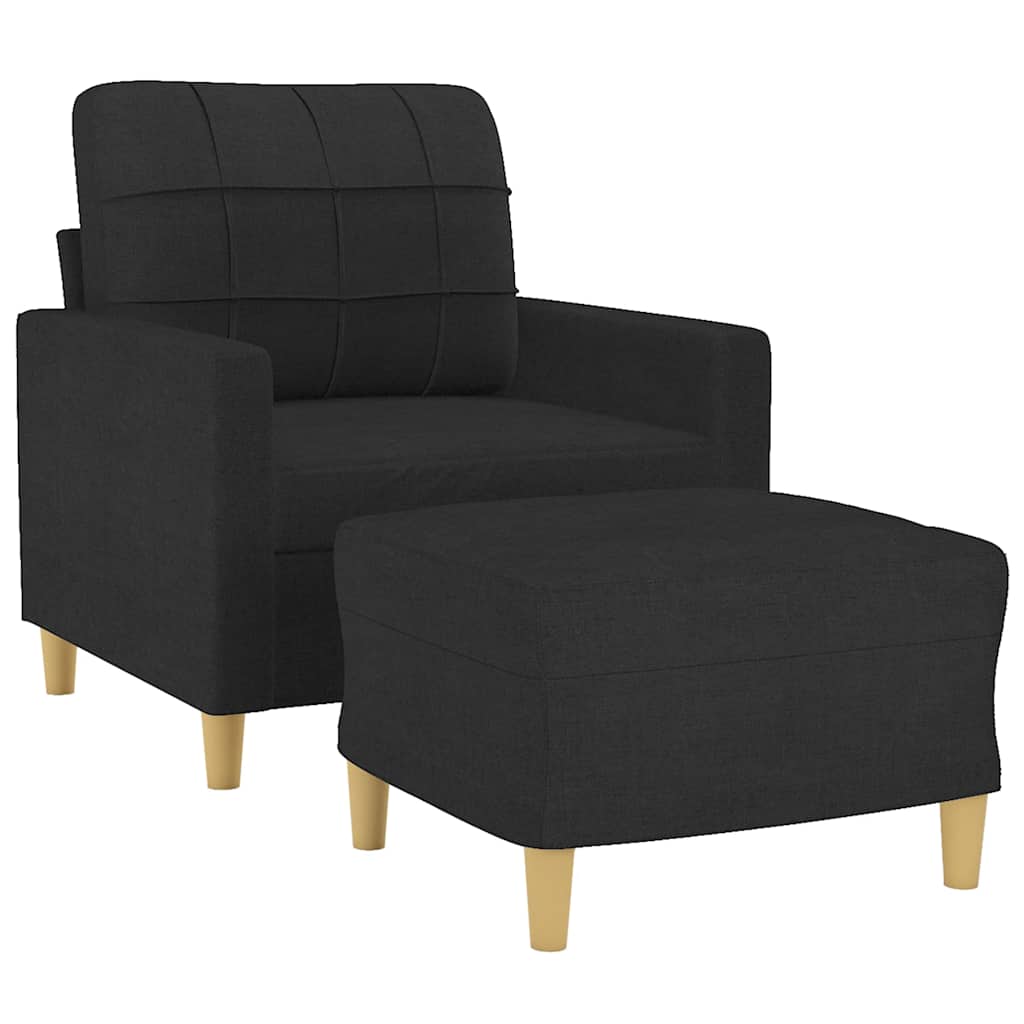 Vidaxl fauteuil met voetenbank 60 cm stof zwart