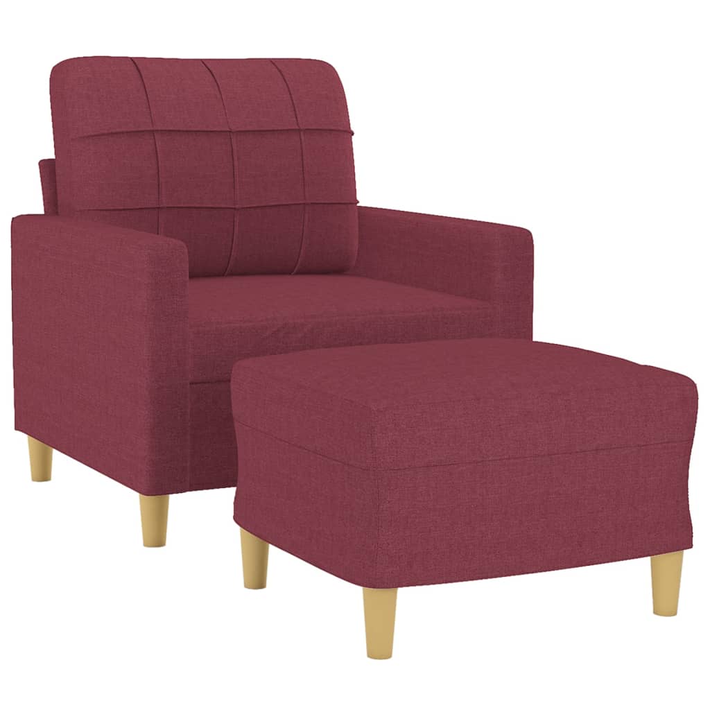 Vidaxl fauteuil met voetenbank 60 cm stof wijnrood