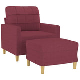 Vidaxl fauteuil met voetenbank 60 cm stof wijnrood