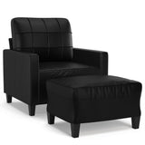 Vidaxl fauteuil met voetenbank 60 cm kunstleer zwart