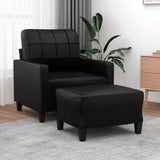 Vidaxl fauteuil met voetenbank 60 cm kunstleer zwart