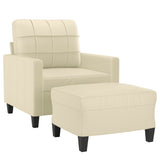Vidaxl fauteuil met voetenbank 60 cm kunstleer crèmekleurig