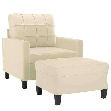 Vidaxl fauteuil met voetenbank 60 cm kunstleer crèmekleurig