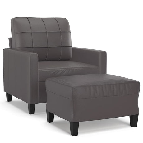 Vidaxl fauteuil met voetenbank 60 cm kunstleer grijs