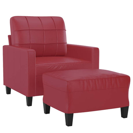 Vidaxl fauteuil met voetenbank 60 cm kunstleer wijnrood