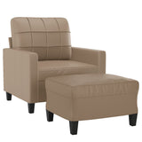Vidaxl fauteuil met voetenbank 60 cm kunstleer cappuccinokleurig