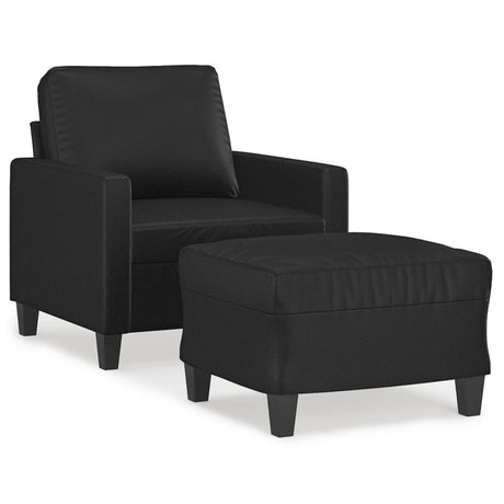 Vidaxl fauteuil met voetenbank 60 cm kunstleer zwart