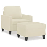 Vidaxl fauteuil met voetenbank 60 cm kunstleer crèmekleurig
