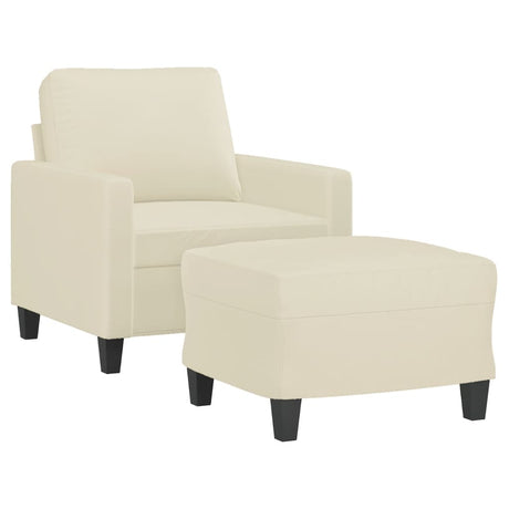 Vidaxl fauteuil met voetenbank 60 cm kunstleer crèmekleurig