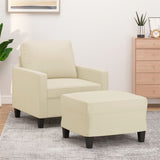 Vidaxl fauteuil met voetenbank 60 cm kunstleer crèmekleurig