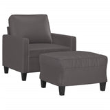Vidaxl fauteuil met voetenbank 60 cm kunstleer grijs