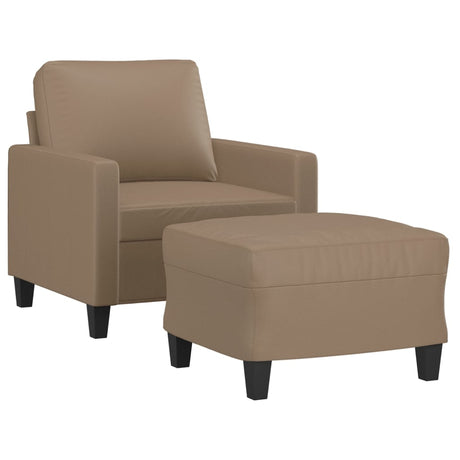 Vidaxl fauteuil met voetenbank 60 cm kunstleer cappuccinokleurig