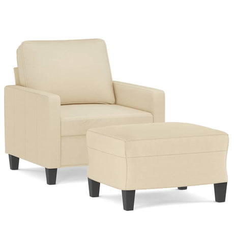 Vidaxl fauteuil met voetenbank 60 cm stof crèmekleurig