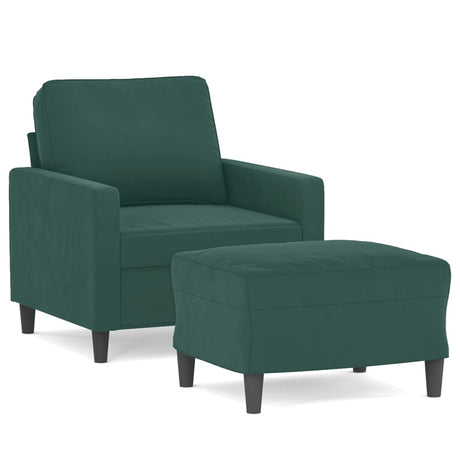 Vidaxl fauteuil met voetenbank 60 cm fluweel donkergroen