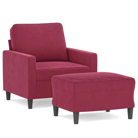 Vidaxl fauteuil met voetenbank 60 cm fluweel wijnrood