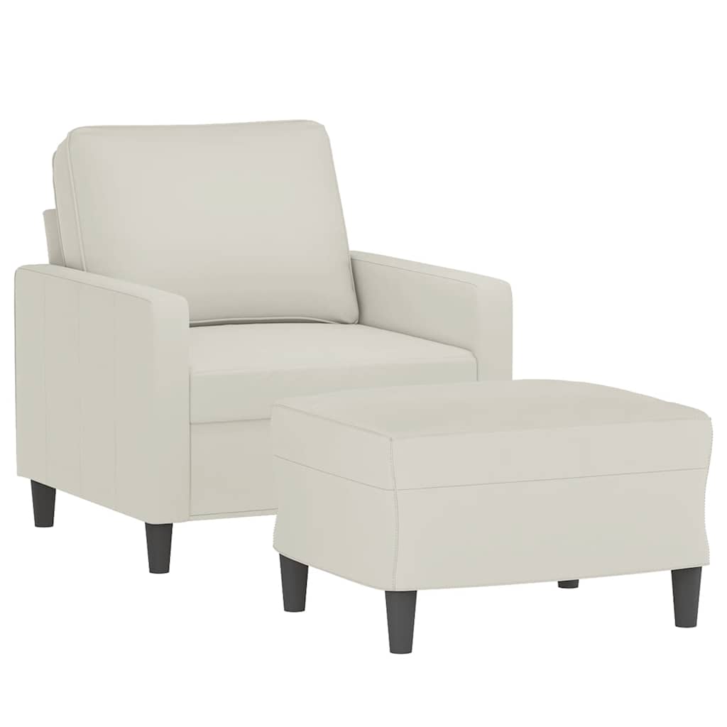 Vidaxl fauteuil met voetenbank 60 cm fluweel crèmekleurig