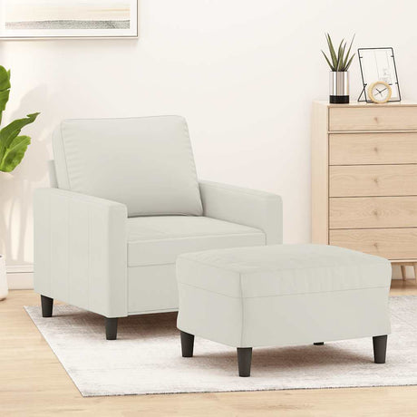 Vidaxl fauteuil met voetenbank 60 cm fluweel crèmekleurig